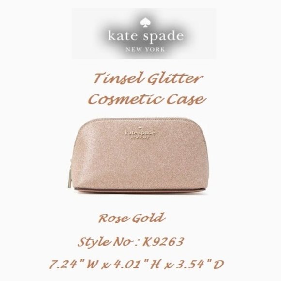 kate spade Bags Kate Spade Small Rose Gold Tinsel Cosmetic Case